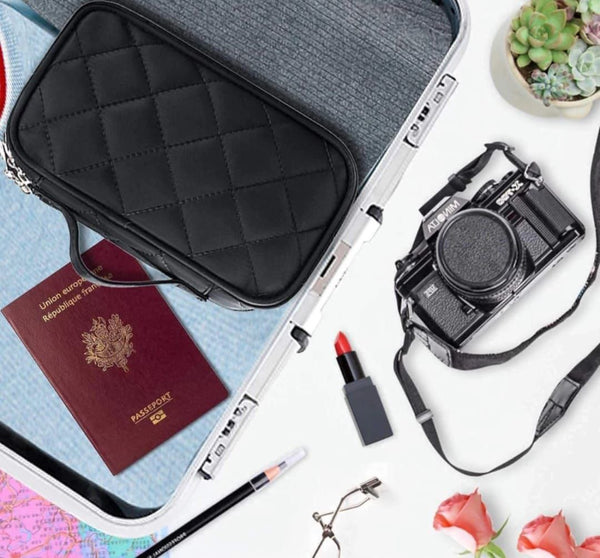 Leather Mirror Cosmetic Bag